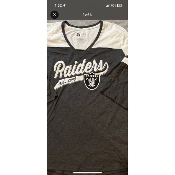 NFL Team Apparel Women’s Raiders 3/4 Sleeve Shirt Size V-Neck Small S new - Picture 7 of 10